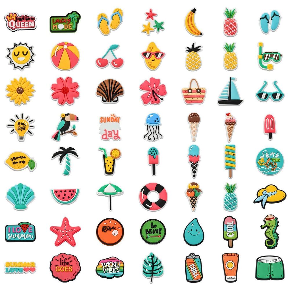 6688 56 pcs Random Summer Theme PVC Plastic Cabochons Colorful Seashell